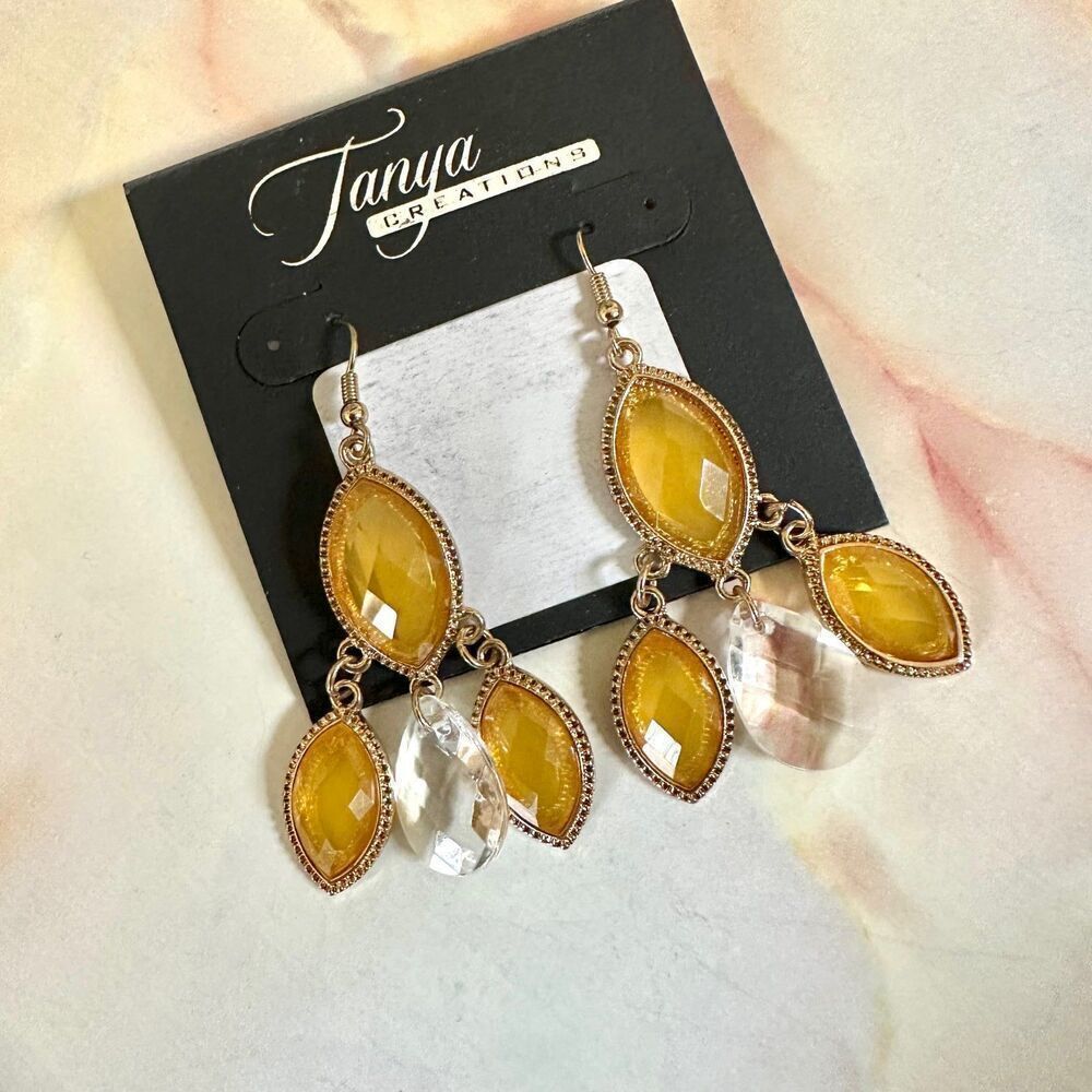 Tanya Creations yellow drop Earrings